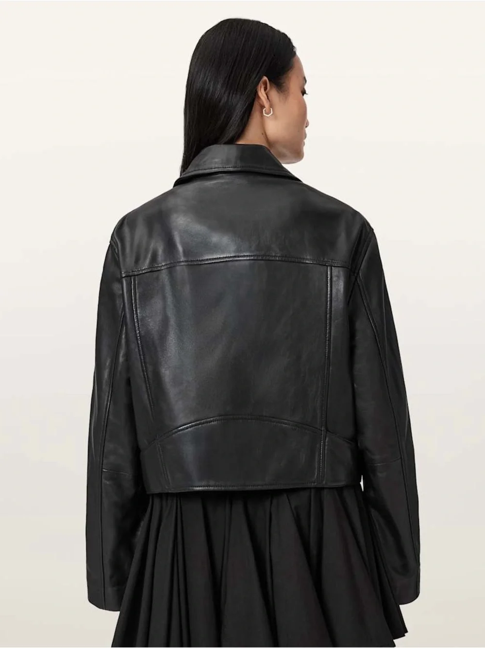 All Saints Masone Leather Zip Open Sleeve Moto Asymmetrical Jacket Medium $649 - Picture 3 of 9